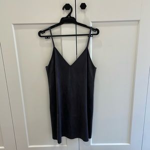 Black mini dress, suede texture